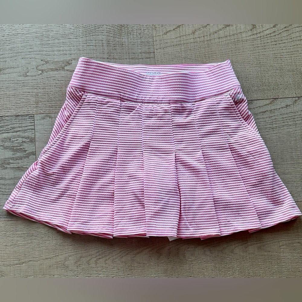 Izod Pink and White Striped Pleated Skort